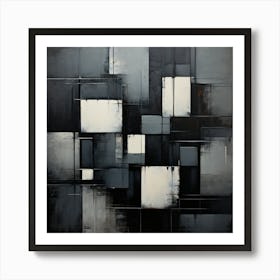 Abstract Painting, Produce A Monochromatic Abstract Artwork Overlapping Squares And Rectangles 1 Art Print