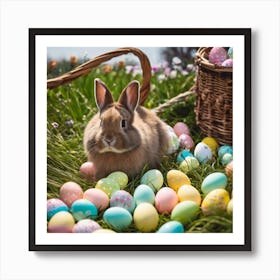 Easter Bunny With Basket Of Eggs Art Print