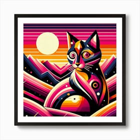 Nibbles Low Poly Cat Art Print