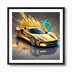 Gold Ferrari 2 Art Print