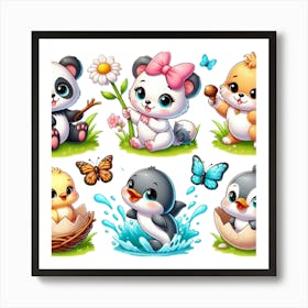 Cute Panda Bears 1 Art Print