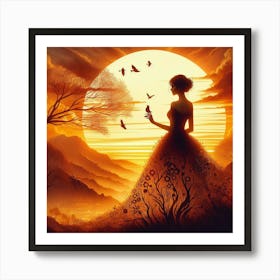 Sunrise Girl In A Dress Affiche