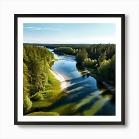 Forest Water Nature Tree Copy Space Creek Summer Sand Aerial Moss Clear Sky Vacation Sun (3) Art Print