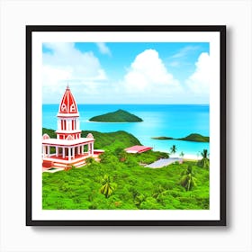 Church On A Tropical Island 1 Art Print