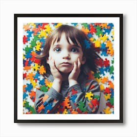 Child With Autism Puzzle Pieces Art Print