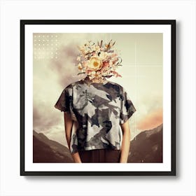 Woman With Flowers On Her Head Art Print