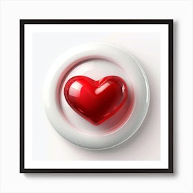 Red Heart On A White Background Art Print