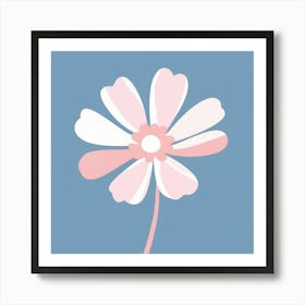 A White And Pink Flower In Minimalist Style Square Composition 629 Art Print