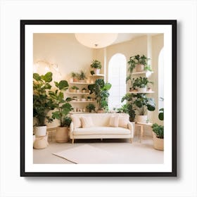 Living Room With Plants Art Print
