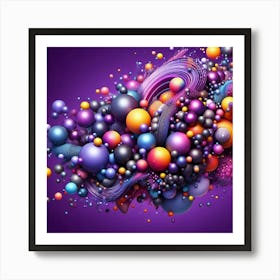 Abstract Spheres On Purple Background Art Print