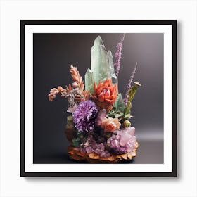 Flowers and Crystals 6 Art Print