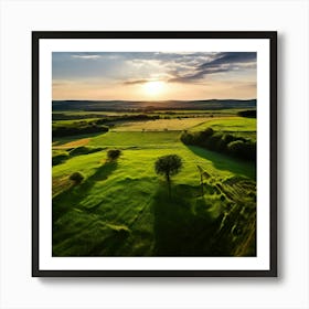 Grass Ecology No People Pasture Drone Scenic Shadow Flight Rural Scene Green Aerial View (6) Art Print