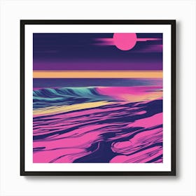 Minimalism Masterpiece, Trace In The Waves To Infinity + Fine Layered Texture + Complementary Cmyk C (30) Art Print