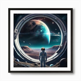 Astronaut Looking Out Of The Window Art Print