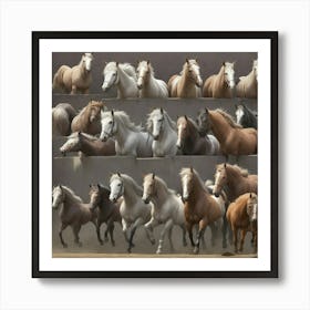 Horses In A Row Art Print