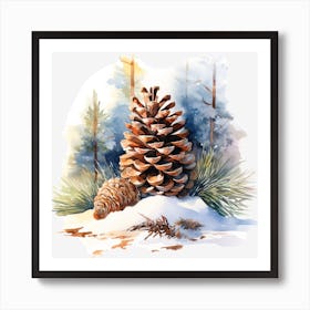 Pine Cones In The Snow 1 Art Print