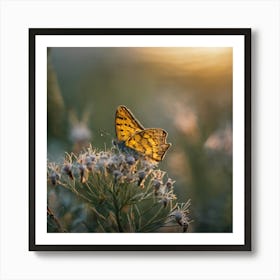Butterfly At Sunset Art Print