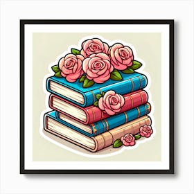 Roses On Books Art Print