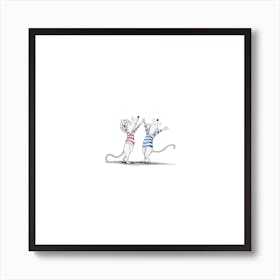 Dancing Mice Square Art Print