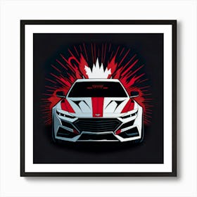 Car Red Artwork Of Graphic Design Flat (223) Art Print