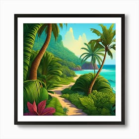 Tropical Landscape With Palm Trees 1 Art Print