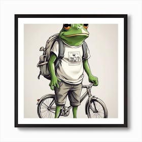 Frog On A Bike Art Print