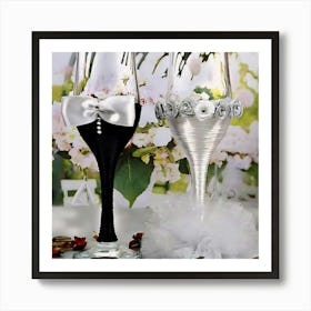 Two Wine Glasses With Bows Art Print