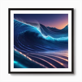 Ocean Wave At Sunset Art Print