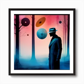 The Private Detective Captured In A Cinematic Shot Delves Into A Noir Mystery Amidst Watercolor Dreams Art Print
