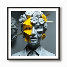 Bust Of A Woman With Flowers Art Print