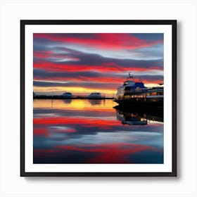 Sunset At The Harbor 1 Art Print