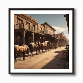 Western Town In Texas With Horses No People Perfect Composition Beautiful Detailed Intricate Insa (1) Art Print