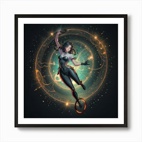 Girl Falling Through Time Portal Art Print