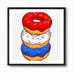 Trending Cute American Donut Pastry Lover Baking 4th Of Art Print