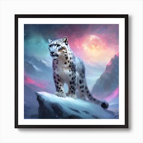 Leopard in the Snow Art Print