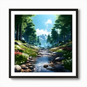 Stream In The Forest 5 Art Print