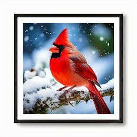 Firefly Vibrant Cardinal In Serene Snowy Winter Day 30195 (2) Art Print