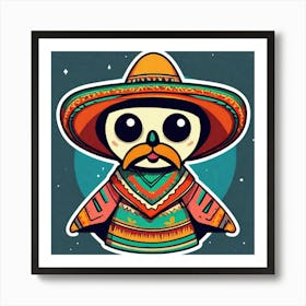 Mexican Sombrero And Pancho Sticker 2d Cute Fantasy Dreamy Vector Illustration 2d Flat Center (50) Art Print