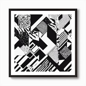 Abstract Geometric Patterns In Monochrome 10 Art Print