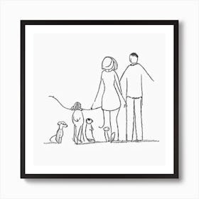 Family With Dogs Art Print