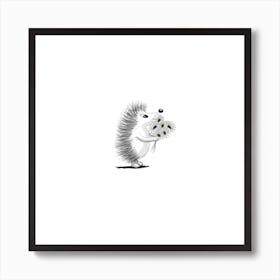 Hedgehog With Bouquet Square Art Print