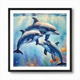 Beautiful Dolphins in Ocean Art Print