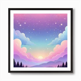 Sky With Twinkling Stars In Pastel Colors Square Composition 202 Art Print