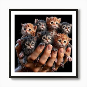 Kittens In Hands Art Print