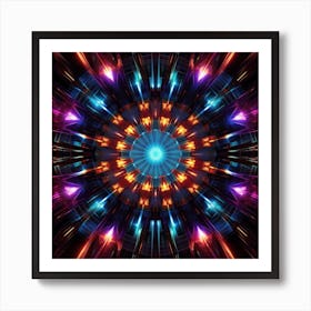 Highly Detailed Metallic Kaleidoscope Tunnel Pattern 1 Art Print