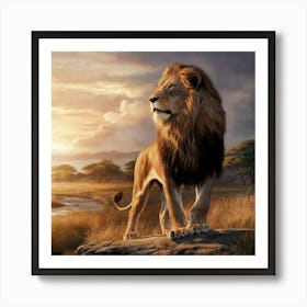 Lion At Sunset Art Print