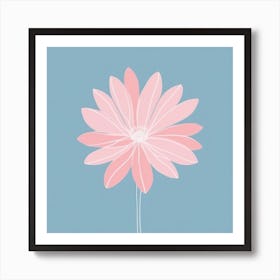 A White And Pink Flower In Minimalist Style Square Composition 530 Art Print