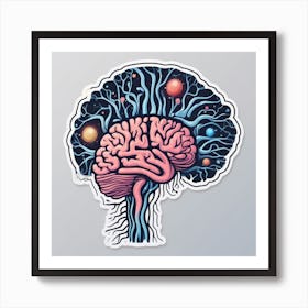Brain With Planets Art Print