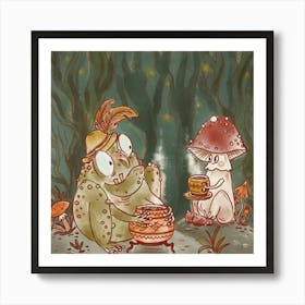 Goblin Frog And Mushroom Art Print