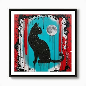 Moon and cat Art Print